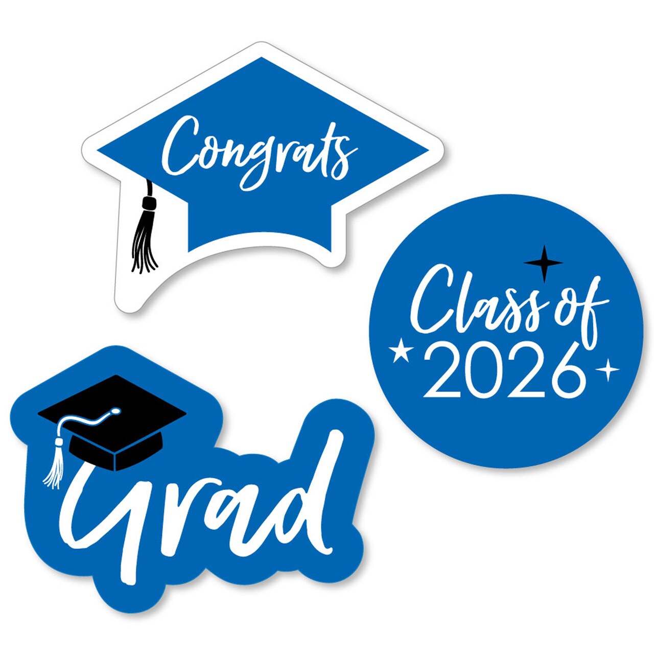 Big Dot of Happiness Blue 2026 Graduation Party - DIY Shaped Cut-Outs - 24 Count